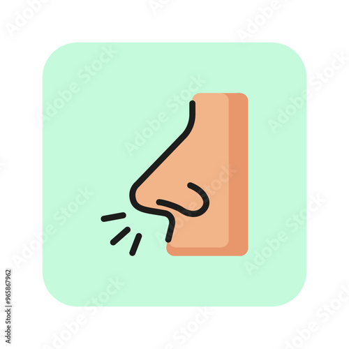 Running nose line icon. Sneezing, illness, infection. Symptom concept. Can be used for topics like flu, allergy, disease