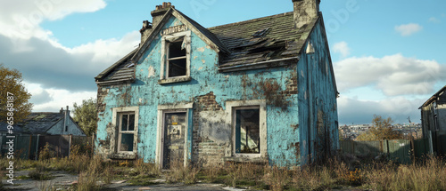 Explore the impact of social welfare issues in a derelict council house located in a poor housing estate in Port Glasgow, highlighting urban decay and community challenges.