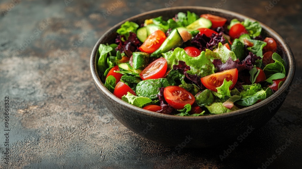 Healthy Salad Bowl Presented on a Rustic Wooden Background for Vibrant Culinary Use Healthy Salad Bowl Presented on a Rustic Wooden Background for Vibrant Culinary Use