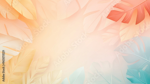 Wallpaper Mural A colorful leafy background with a yellow leaf on the left Torontodigital.ca