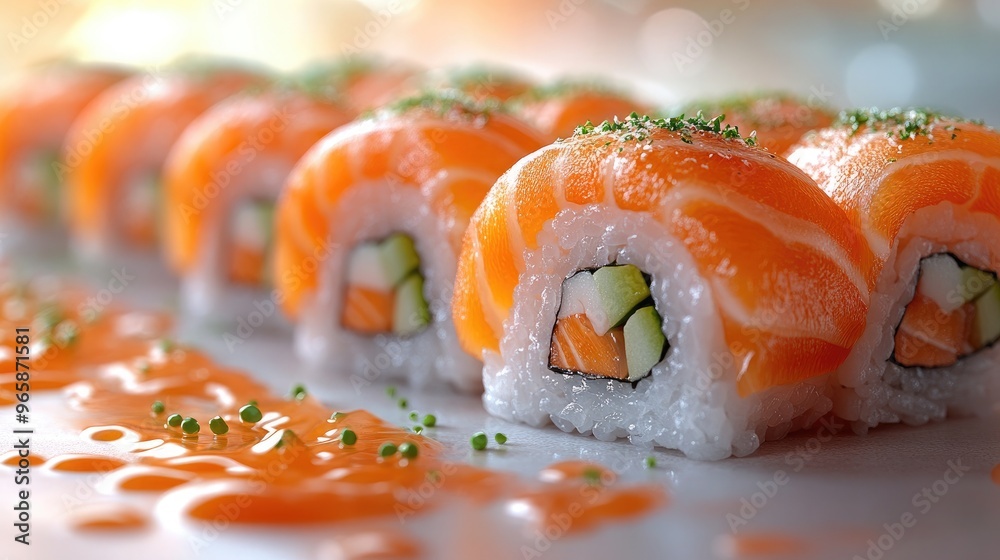 Delicious Sushi Rolls with Fresh Ginger and Wasabi Perfect for Any Culinary Presentation Delicious Sushi Rolls with Fresh Ginger and Wasabi Perfect for Any Culinary Presentation