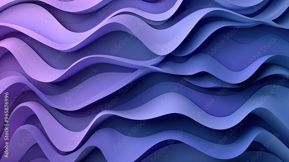 A smooth, abstract background featuring flowing waves in shades of purple and blue, ideal for digital design and creativity.