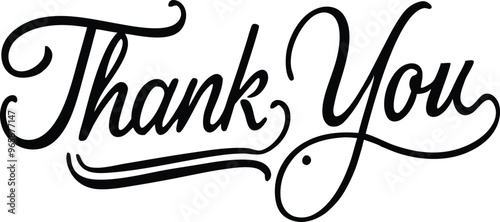 Classic Hand-Drawn Thank You Vector Illustration on White Background
