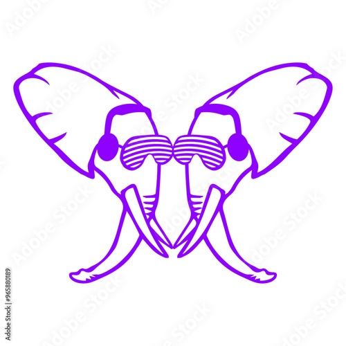 2 Elephant Zoo Animal Two Friends Funny Face Ears Listening Headphone Sunglasses Music Listen Loud Bass Sound DJ Party Night Clubber Raver Disco Club Band Concert Techno Discothek Cool Love Humor Fun
