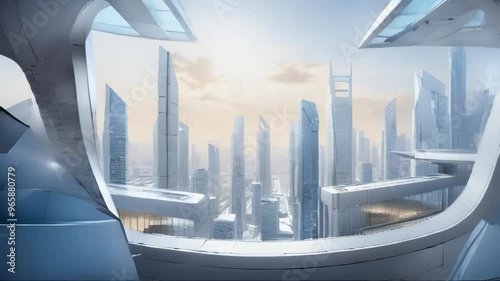 Futuristic Cityscape Through Spaceship Window