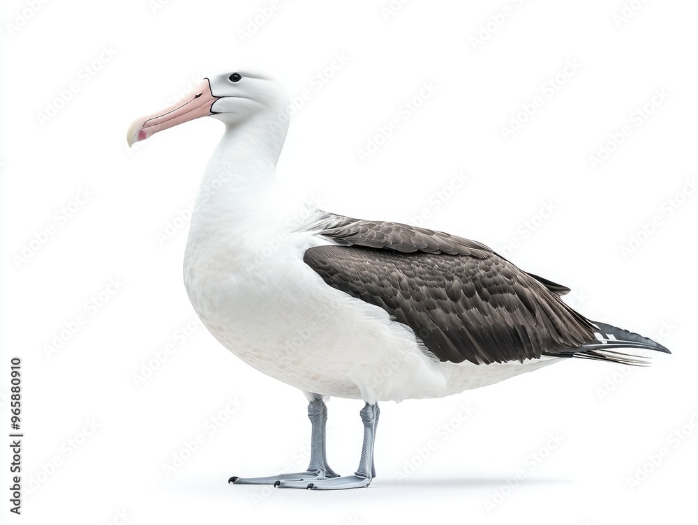 Fototapeta premium Majestic northern royal albatross standing on white background