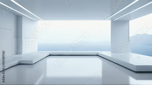 Modern Minimalist Room with Ocean View