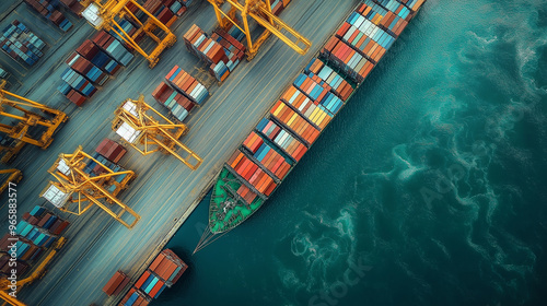 A large ship is docked at a port with many other ships in the background