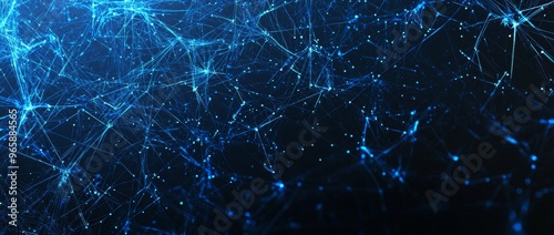 3D illustration of abstract futuristic technology with polygonal shapes on a dark blue background. Concept design of digital technology.