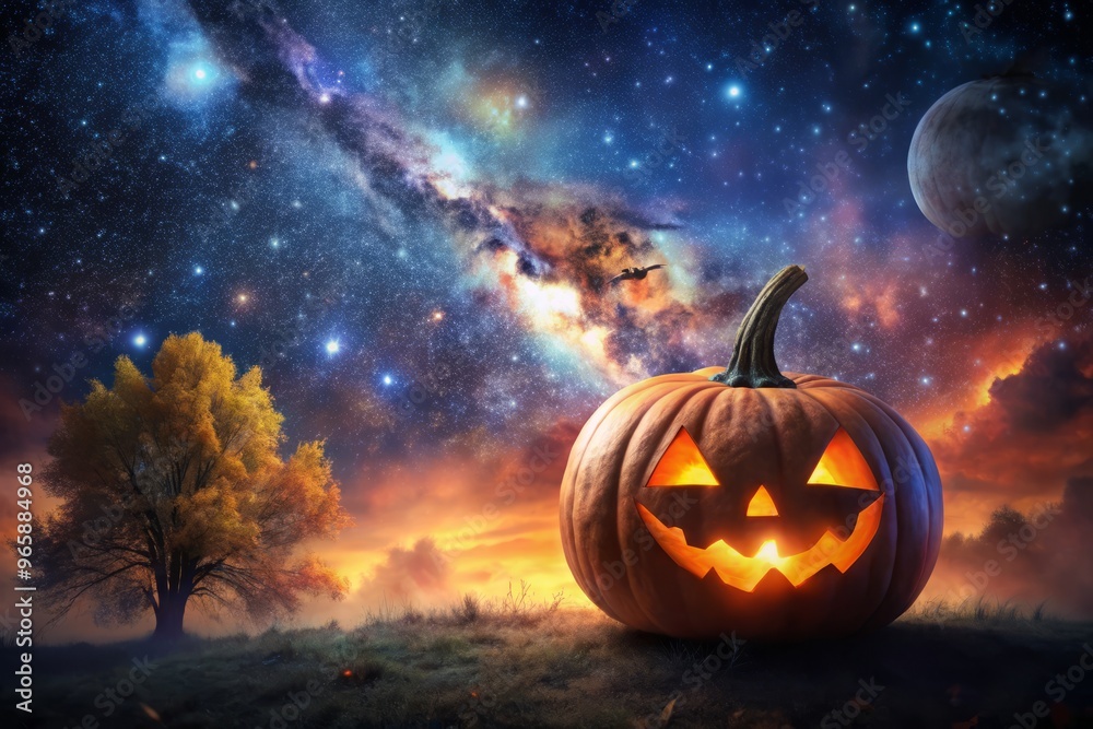 * eerie night sky pumpkin illustration * eerie night sky pumpkin illustration