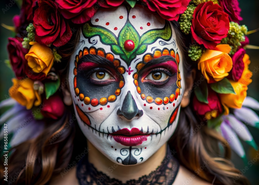 * Eye-catching Mexican day of the dead face paint art