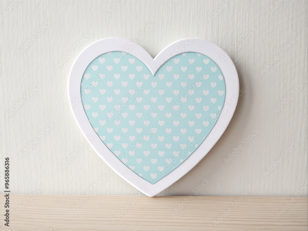 Obraz premium Delicate heart shaped cutout sticker with pastel color blue for nursery or playroom interior