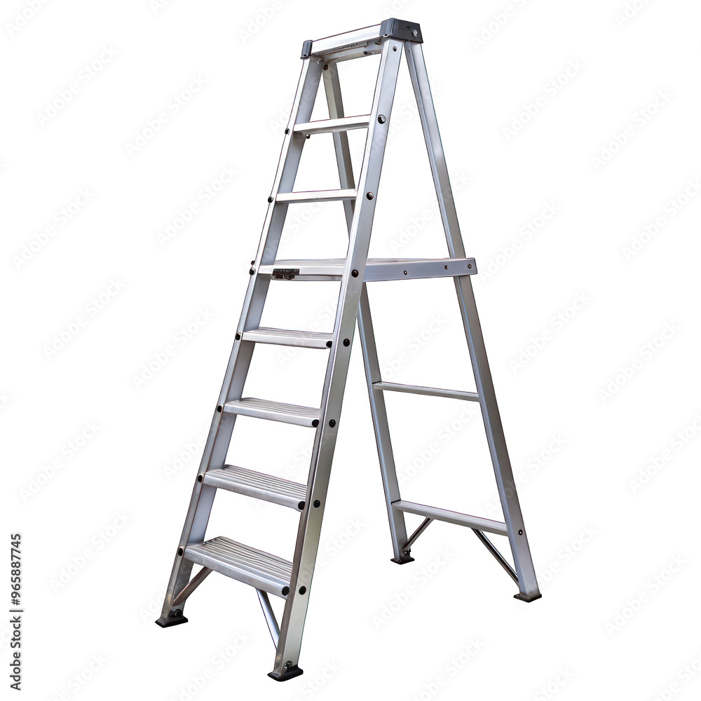 aluminum-platform ladder isolated