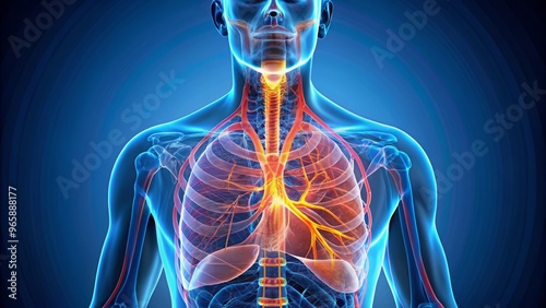 detailed illustration of respiratory system photo