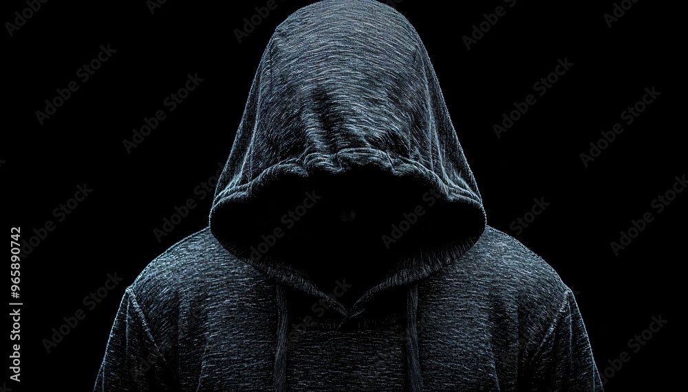 A shadowy figure in a hooded sweatshirt evokes an eerie Halloween atmosphere, ideal for spooky marketing materials, haunted house promotions, and costume designs. A shadowy figure in a hooded sweatshirt evokes an eerie Halloween atmosphere, ideal for spooky marketing materials, haunted house promotions, and costume designs.