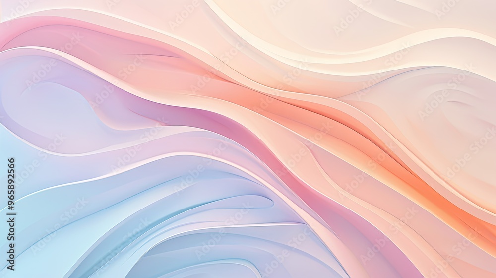 Fototapeta premium A smooth, abstract wave pattern in soft pastel colors, creating a calming and modern visual effect.