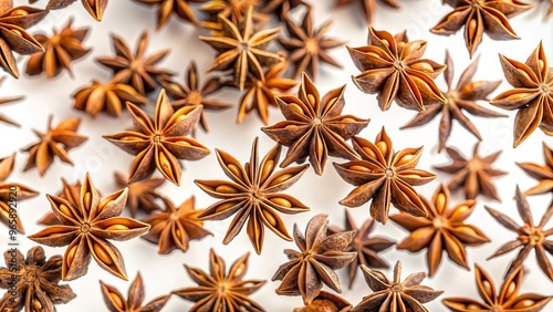 Dried Star Anise Spices on White Background