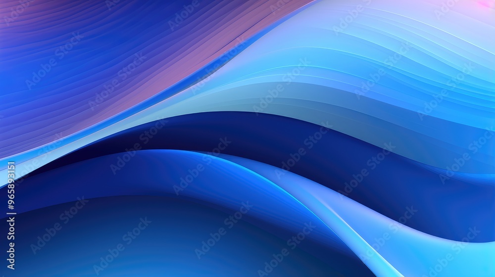 Fototapeta premium A smooth, abstract wave pattern in various shades of blue, creating a calming and modern visual effect.