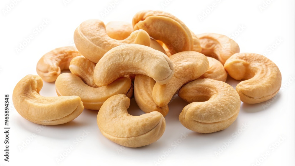 Heap of Raw Cashew Nuts on White Background Heap of Raw Cashew Nuts on White Background