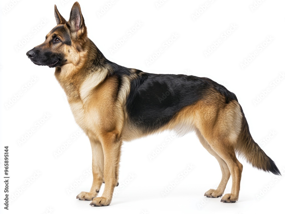 German shepherd dog standing on white background German shepherd dog standing on white background