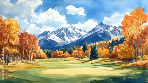 Vibrant Autumn Impressions of a Scenic Mountain Golf Course