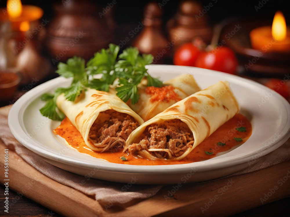 Fototapeta premium Hortobágyi Palacsinta - Hungarian Stuffed Crepes