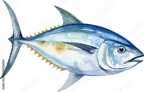 Tuna fish water color clipart desing illustration