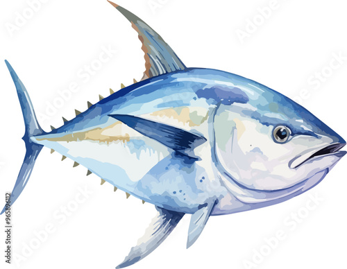 Tuna fish water color clipart desing illustration