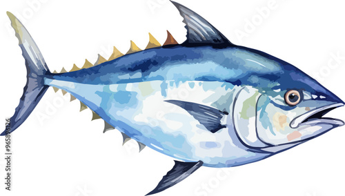 Tuna fish water color clipart desing illustration
