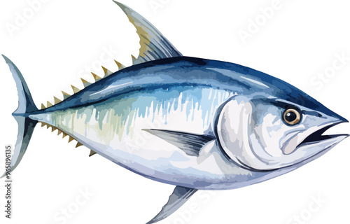 Tuna fish water color clipart desing illustration