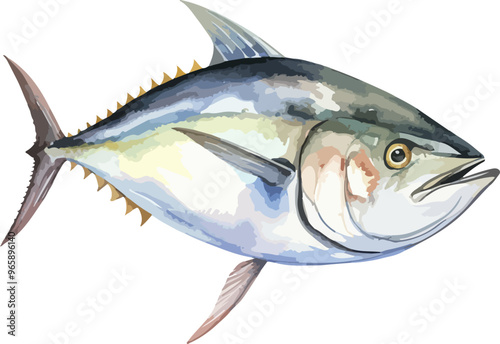 Tuna fish water color clipart desing illustration