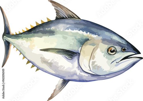 Tuna fish water color clipart desing illustration