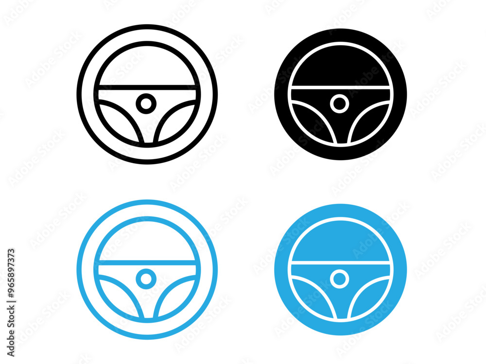 car Steering wheel icon black and white vector outline sign car Steering wheel icon black and white vector outline sign