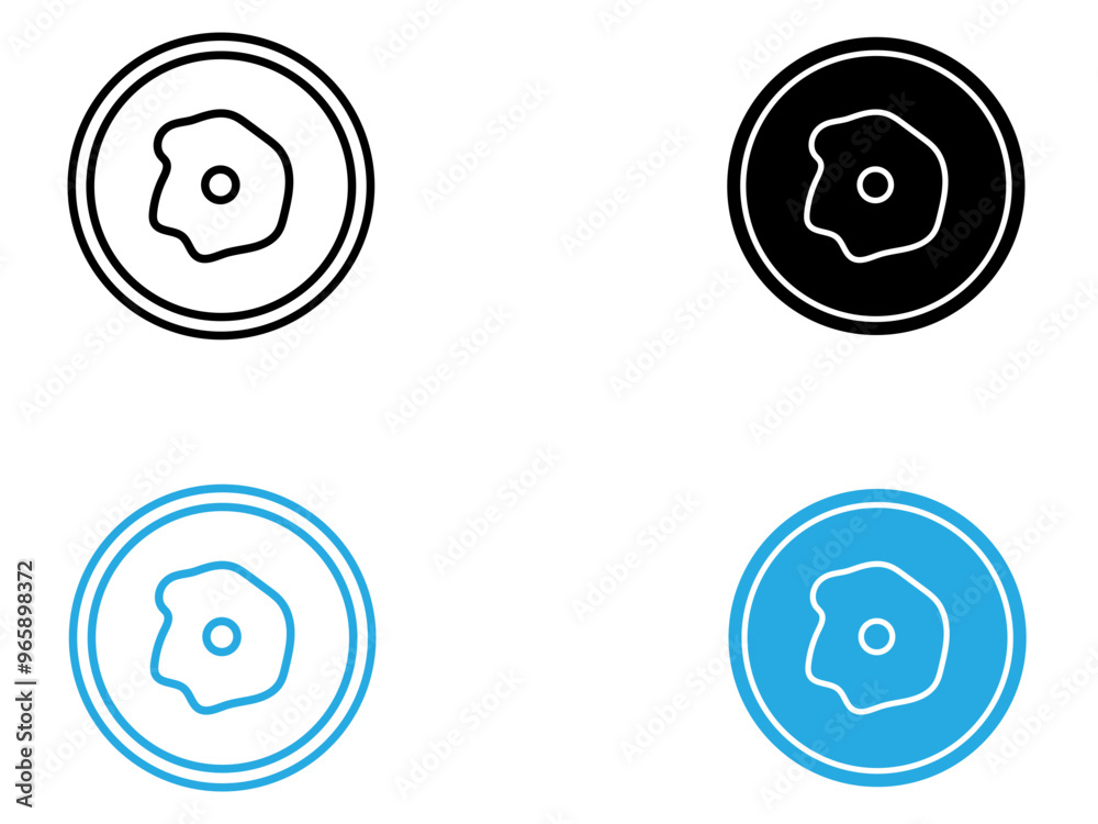 Egg on plate icon black and white vector outline sign Egg on plate icon black and white vector outline sign