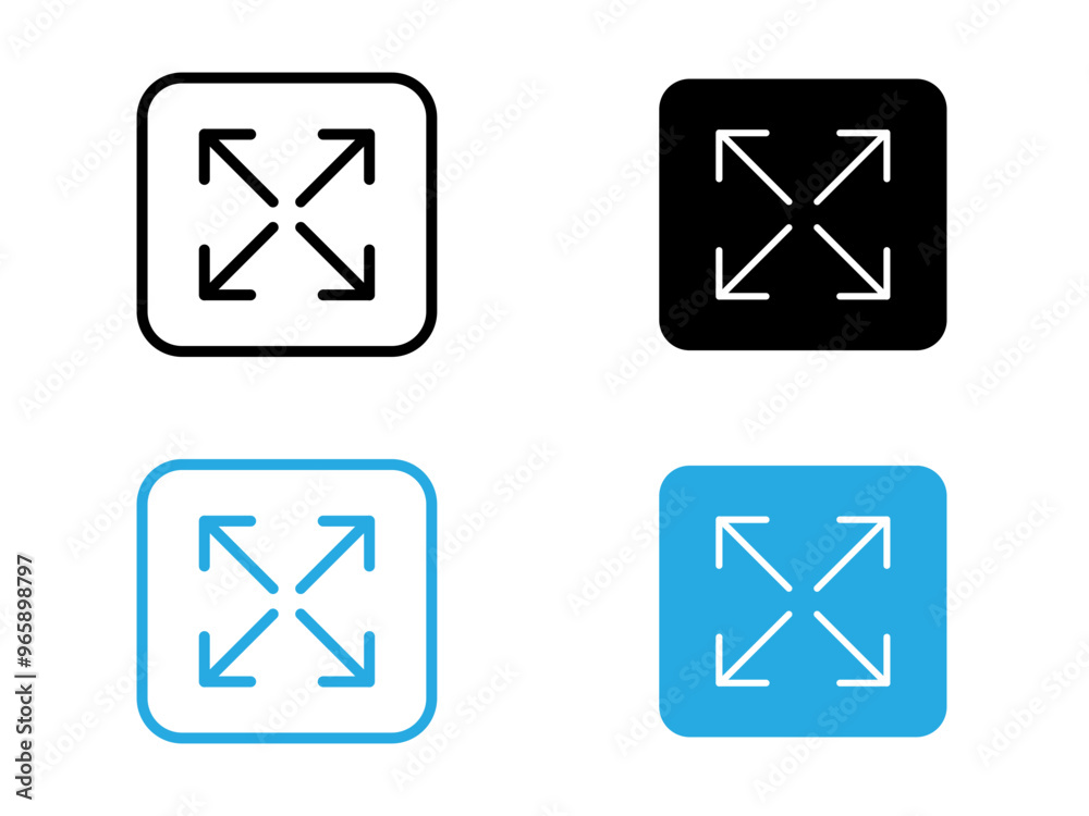 Full screen icon black and white vector outline sign Full screen icon black and white vector outline sign