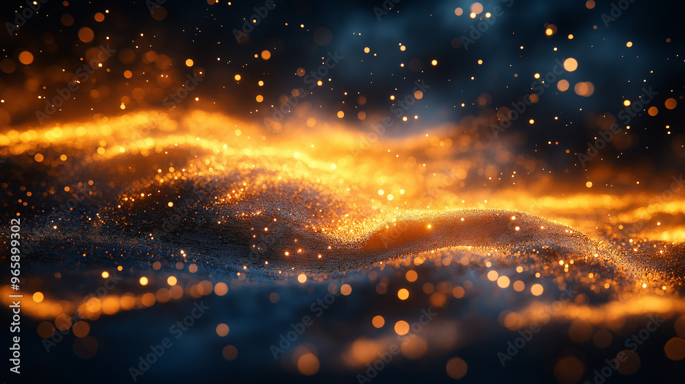 Naklejka premium The image is a blurry, abstract representation of a wave with orange