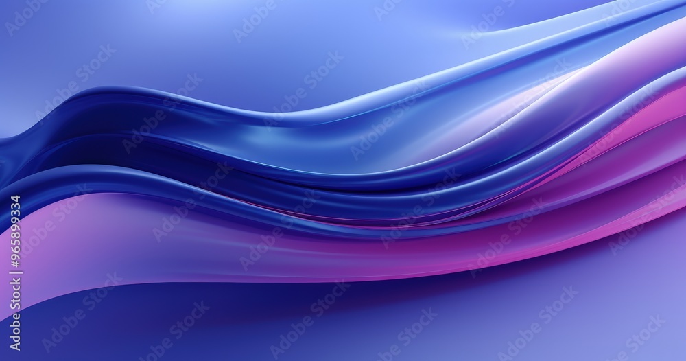 Obraz premium A smooth, flowing abstract design featuring gradients of blue and pink, creating a serene and modern visual aesthetic.