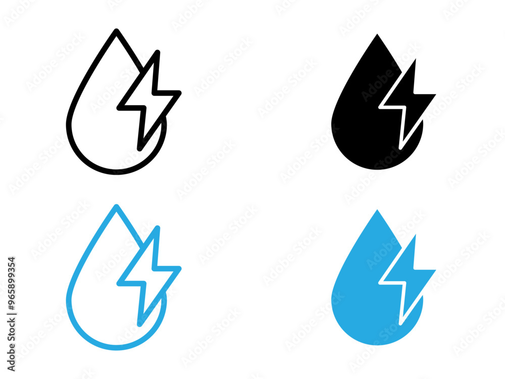 Hydroelectric energy icon black and white vector outline sign Hydroelectric energy icon black and white vector outline sign