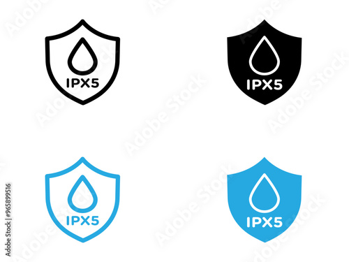 Ipx5 waterproof icon black and white vector outline sign