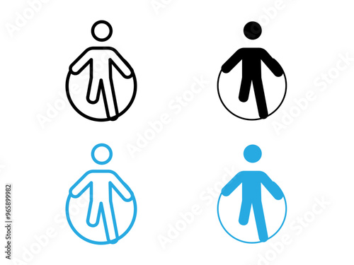 Man jumping with skipping rope icon black and white vector outline sign