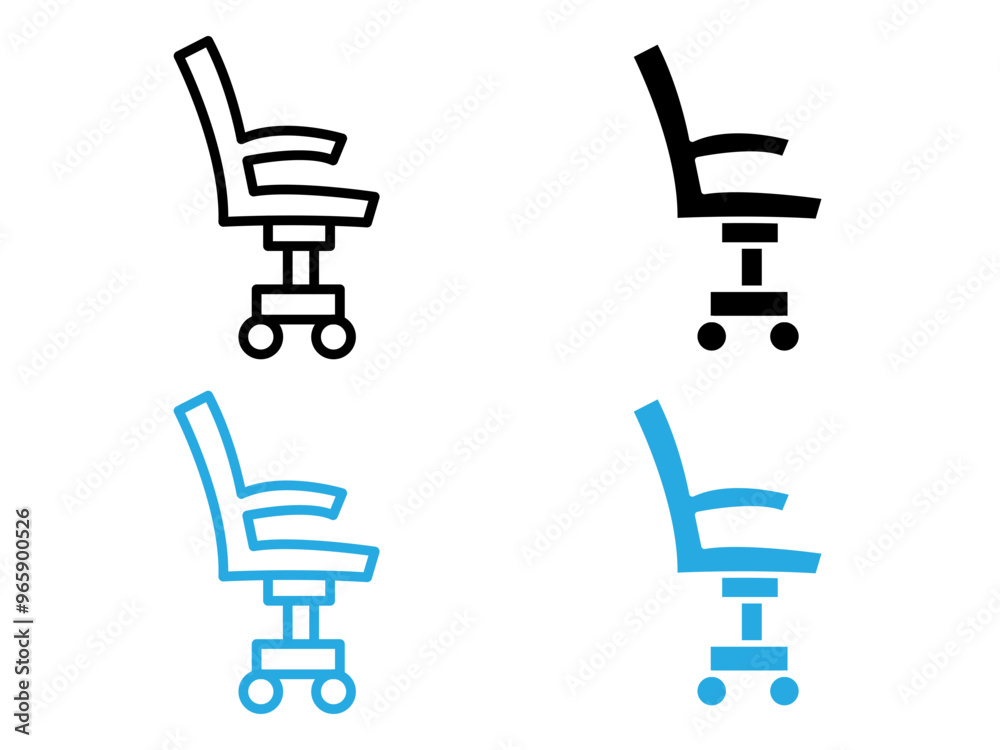 Office chair icon black and white vector outline sign Office chair icon black and white vector outline sign