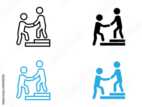 Person help someone icon black and white vector outline sign