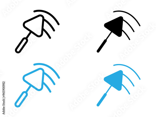 Plastering process icon black and white vector outline sign