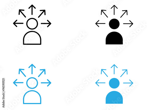 Productive man icon black and white vector outline sign
