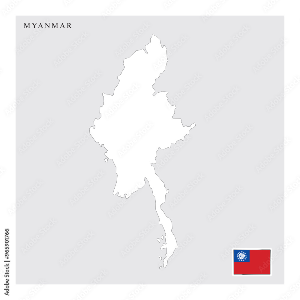 Fototapeta premium myanmar country map and flag.eps