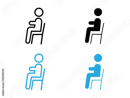 Sitting icon black and white vector outline sign