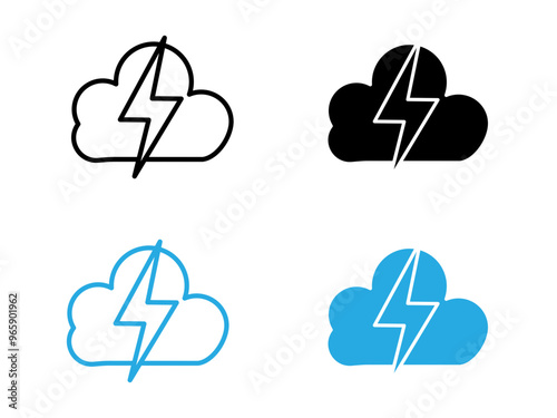 Storm icon black and white vector outline sign