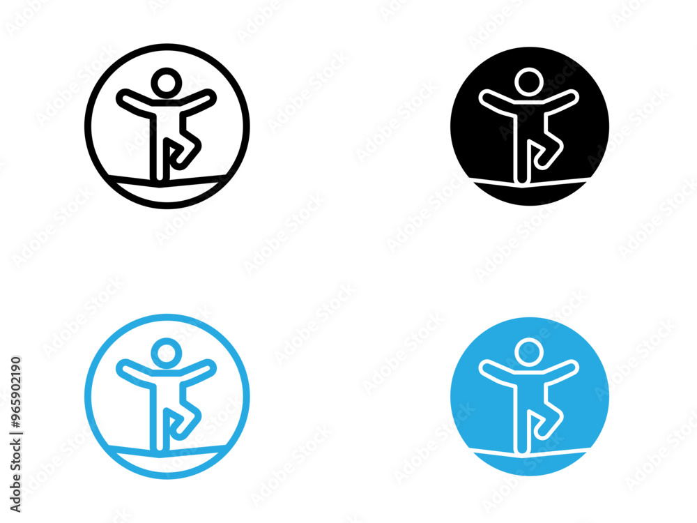 Tightrope walker icon black and white vector outline sign Tightrope walker icon black and white vector outline sign
