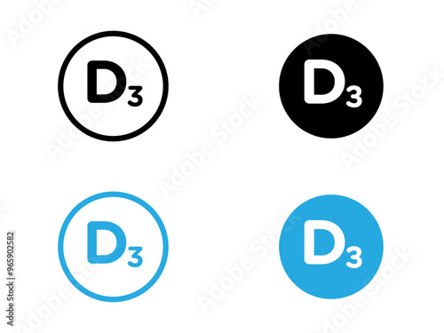 Vitamin D3 icon black and white vector outline sign