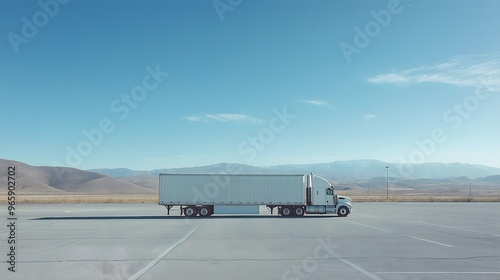 truck on the parking, mountain background